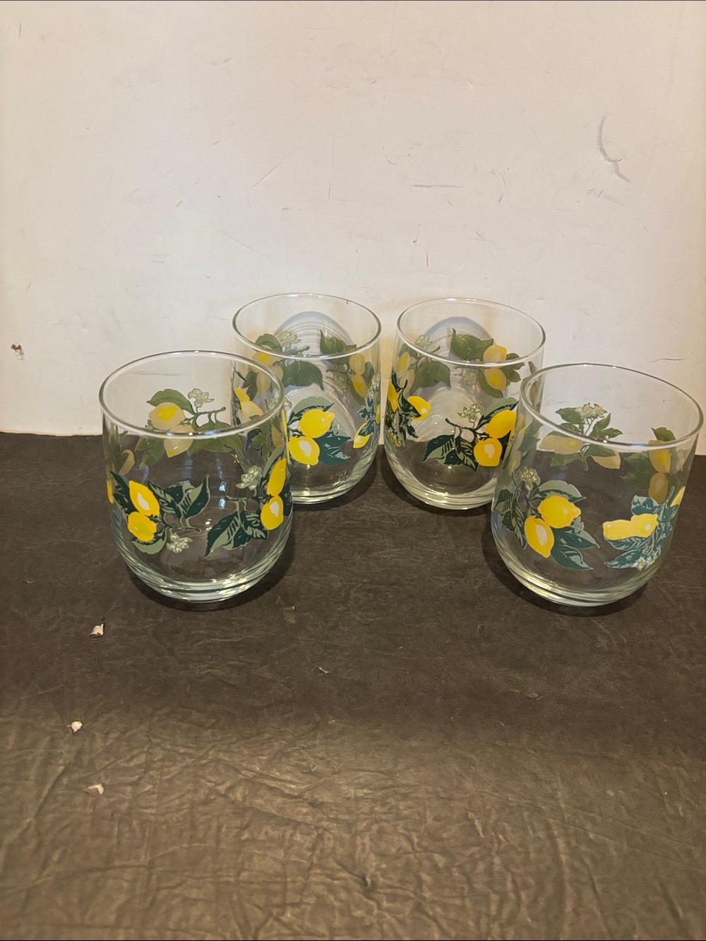 Crisa Royal Norfolk Drinking Lemon Double Old Fashioned Glasses Set of 4